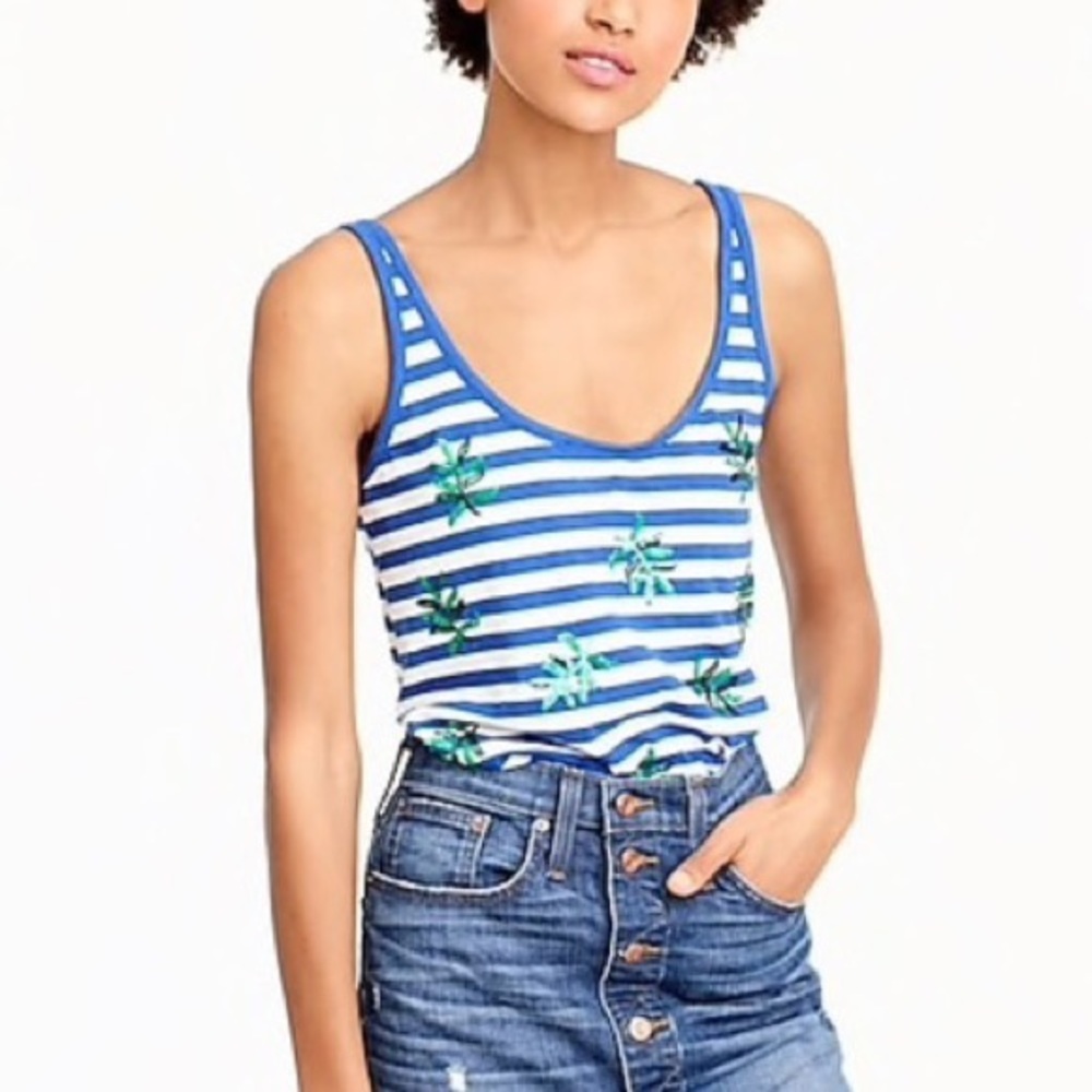 Jcrew Stripe Palm Tree Tank